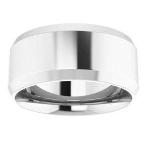 18K Yellow Or White Or Rose Gold Beveled-Edge Comfort-Fit Flat Band