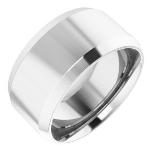 18K Yellow Or White Or Rose Gold Beveled-Edge Comfort-Fit Flat Band