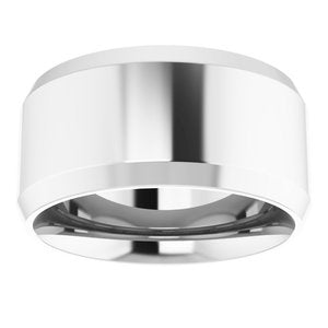 18K Yellow Or White Or Rose Gold Beveled-Edge Comfort-Fit Flat Band
