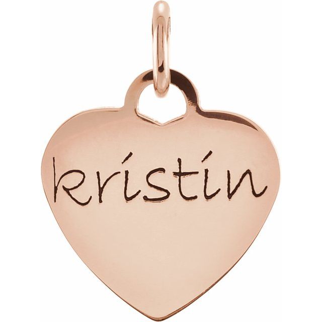 14K White Or Rose Gold 16 X 15 Mm Polished Posh Mommy Engravable Heart Pendant