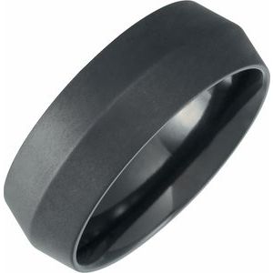 Black Titanium 8 mm Knife Edge Band with Satin Finish Size 7.5