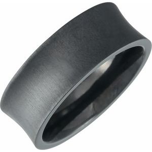 Black Titanium 8 mm Concave Band Size 7.5