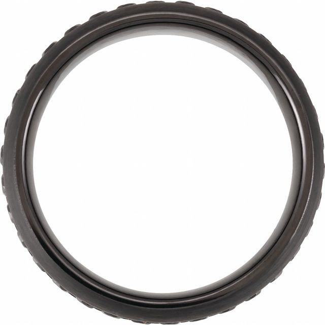 Tungsten 8 Mm Polished Imitation Black Zircon Dome Comfort-Fit Band With Black Pvd