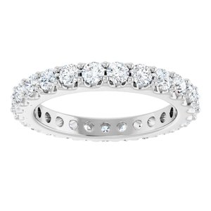14K White Gold Round 2.5 Mm G-H Si2-Si3 1 1/2 Ctw Natural Diamond Eternity Band Size 6