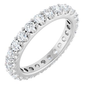 14K White Gold Round 2.5 Mm G-H Si2-Si3 1 1/2 Ctw Natural Diamond Eternity Band Size 6