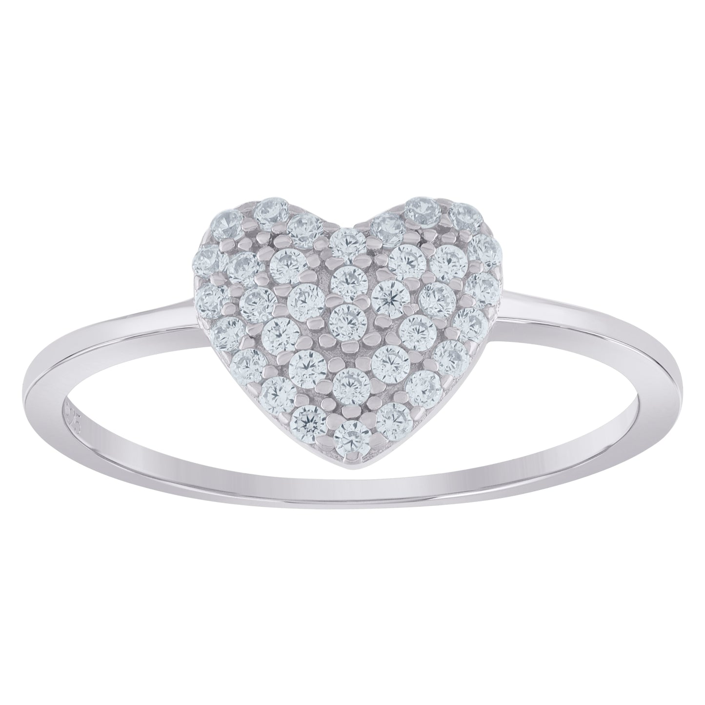 Sterling Silver Women's Cubic-Zirconia Heart Bridal Anniversary Wedding Engagement Band Ring