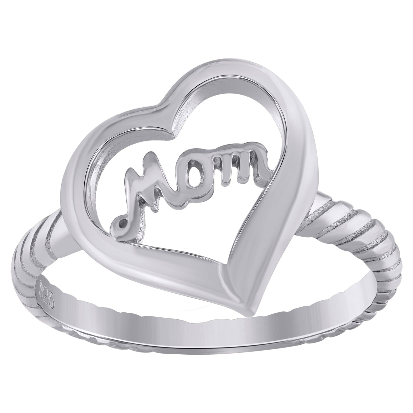 Sterling Silver Womens Heart Twisted Mom Bridal Anniversary Wedding Engagement Band Ring
