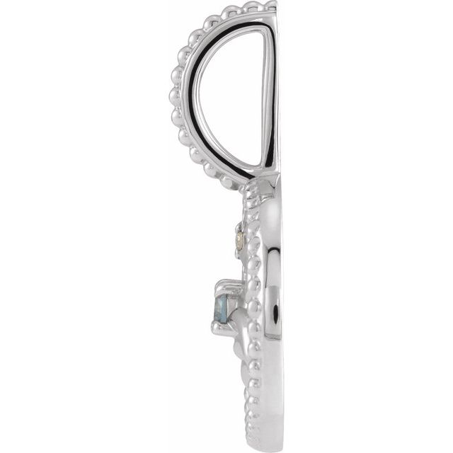 14K Yellow Gold Or Sterling Silver Round 2 Mm I1, G-H Polished Natural Aquamarine And .0025 Ct Natural Diamond Cancer Charm/Pendant