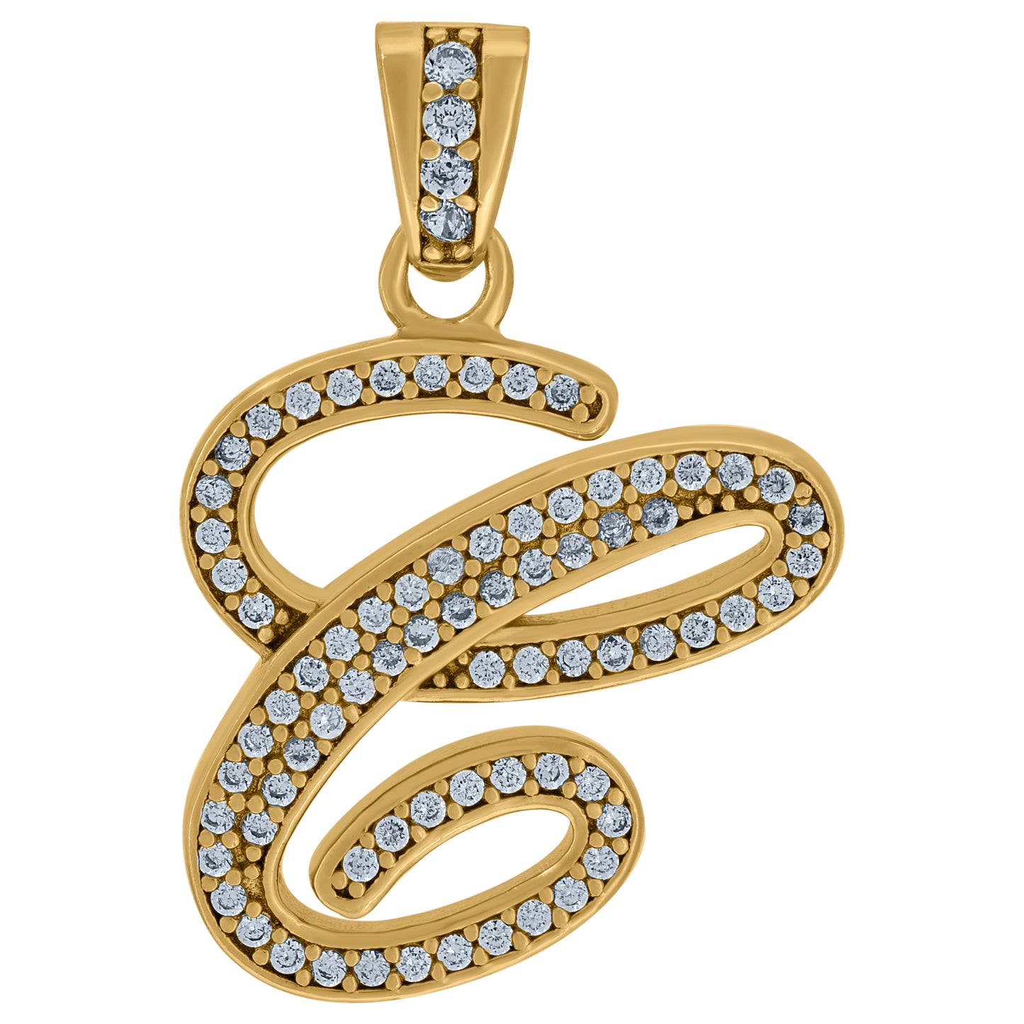 Sterling Silver Unisex Cubic-Zirconia Initial Alphabet Charm Pendant