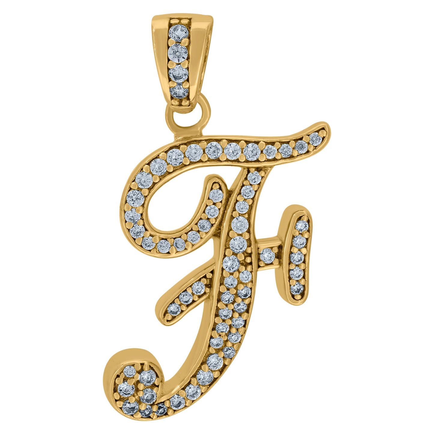 Sterling Silver Unisex Cubic-Zirconia Initial Alphabet Charm Pendant