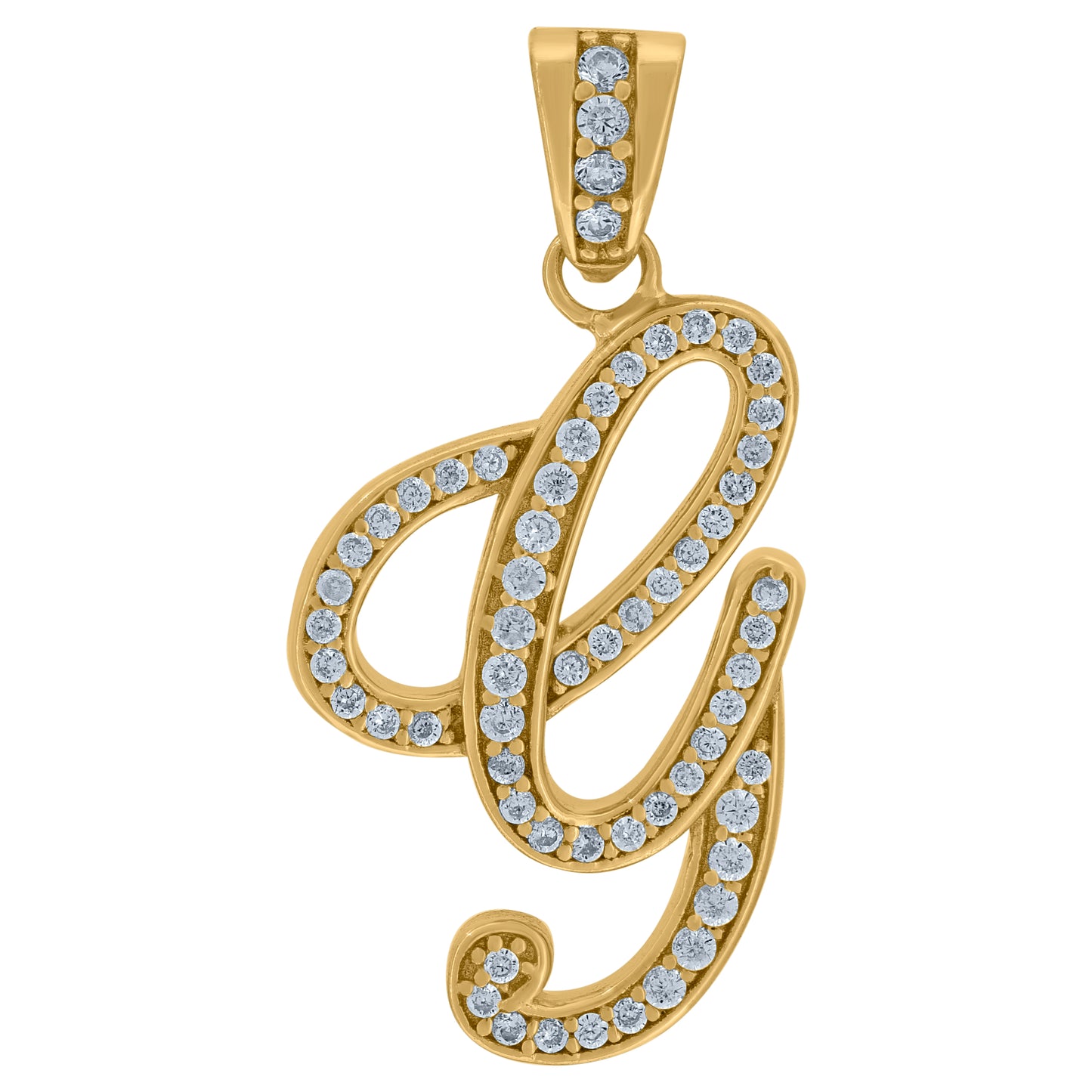 Sterling Silver Unisex Cubic-Zirconia Initial Alphabet Charm Pendant