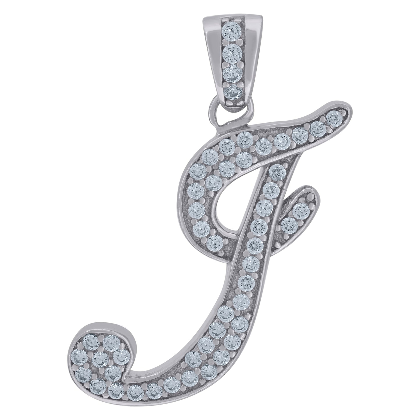 Sterling Silver Unisex Cubic-Zirconia Initial Alphabet Charm Pendant