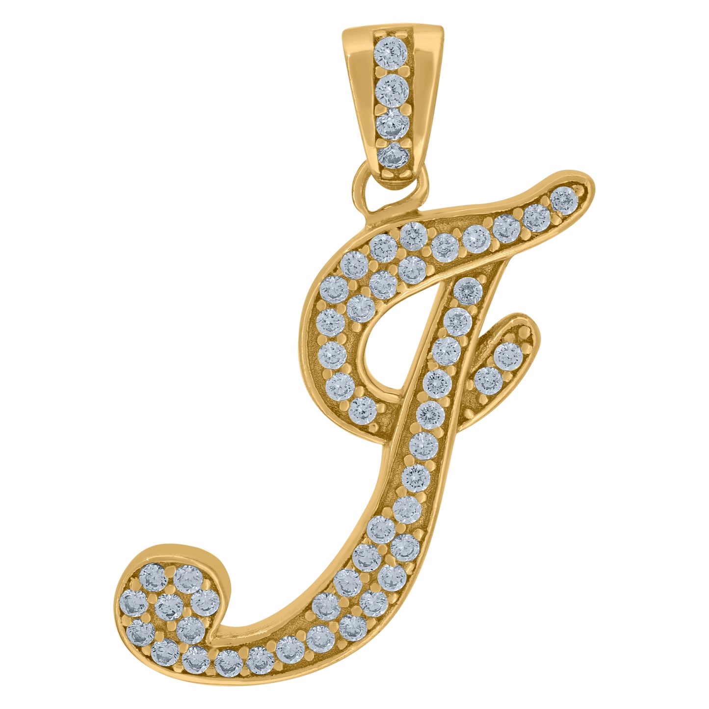 Sterling Silver Unisex Cubic-Zirconia Initial Alphabet Charm Pendant
