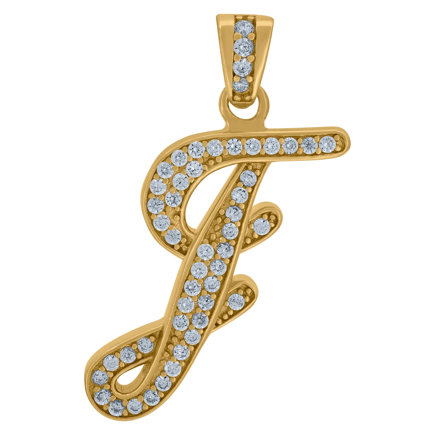 Sterling Silver Unisex Cubic-Zirconia Initial Alphabet Charm Pendant