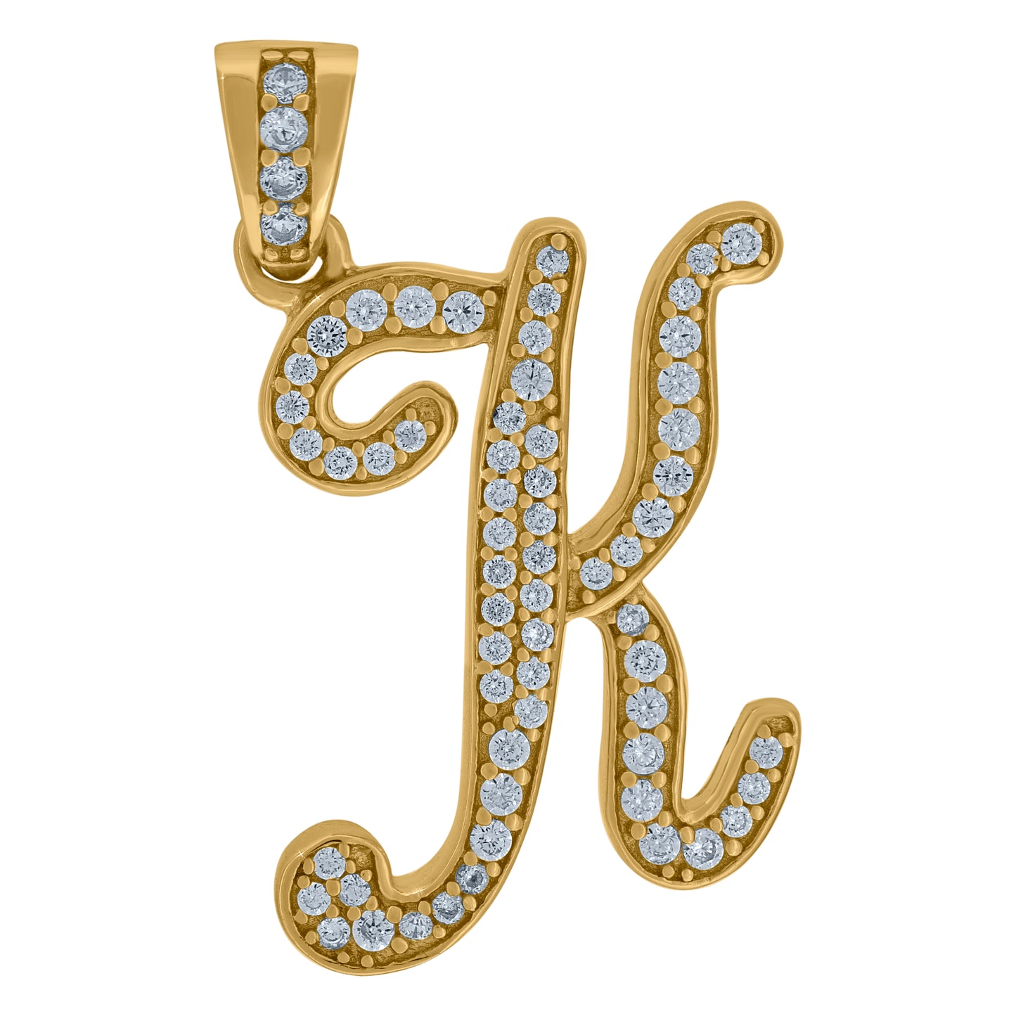 Sterling Silver Unisex Cubic-Zirconia Initial Alphabet Charm Pendant