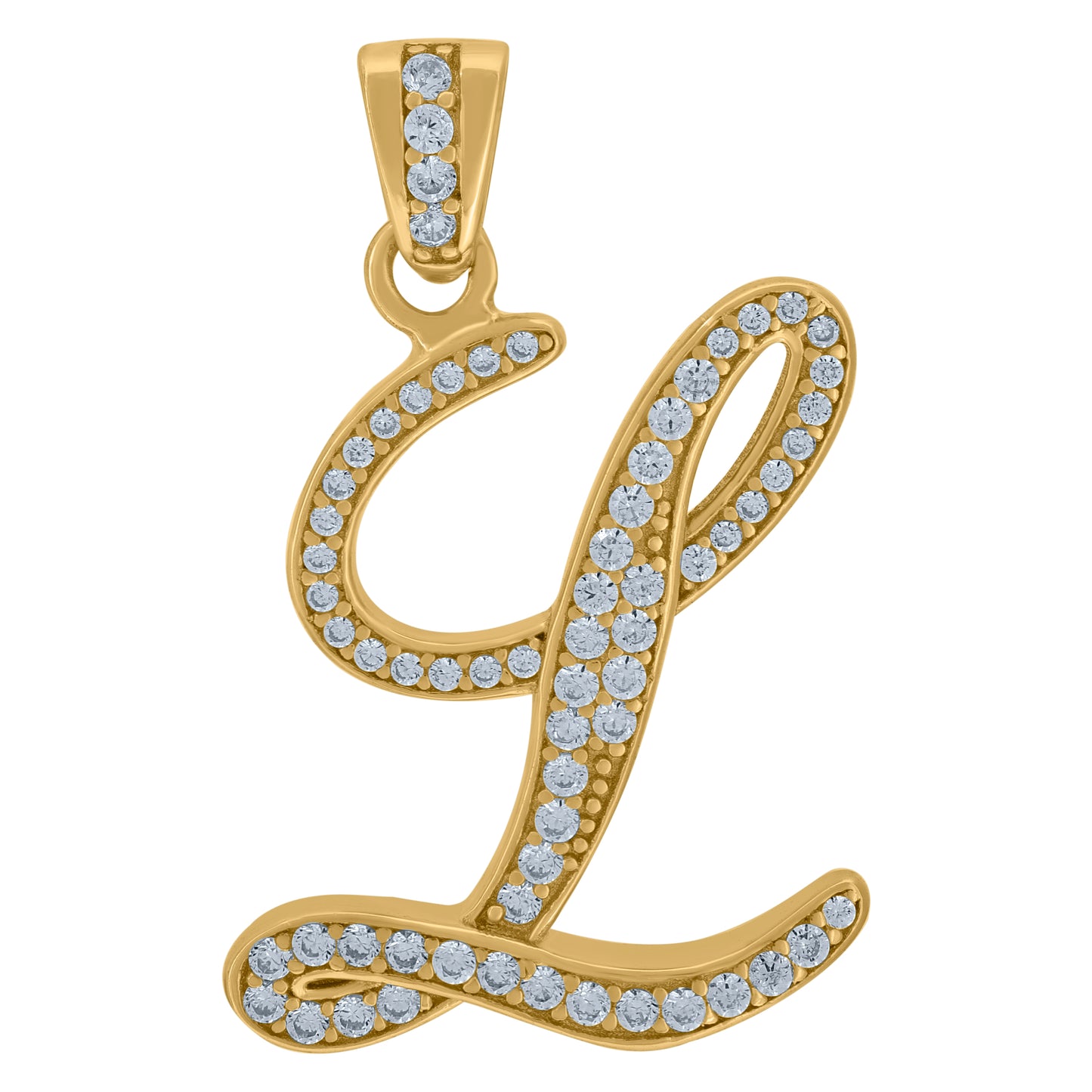 Sterling Silver Unisex Cubic-Zirconia Initial Alphabet Charm Pendant