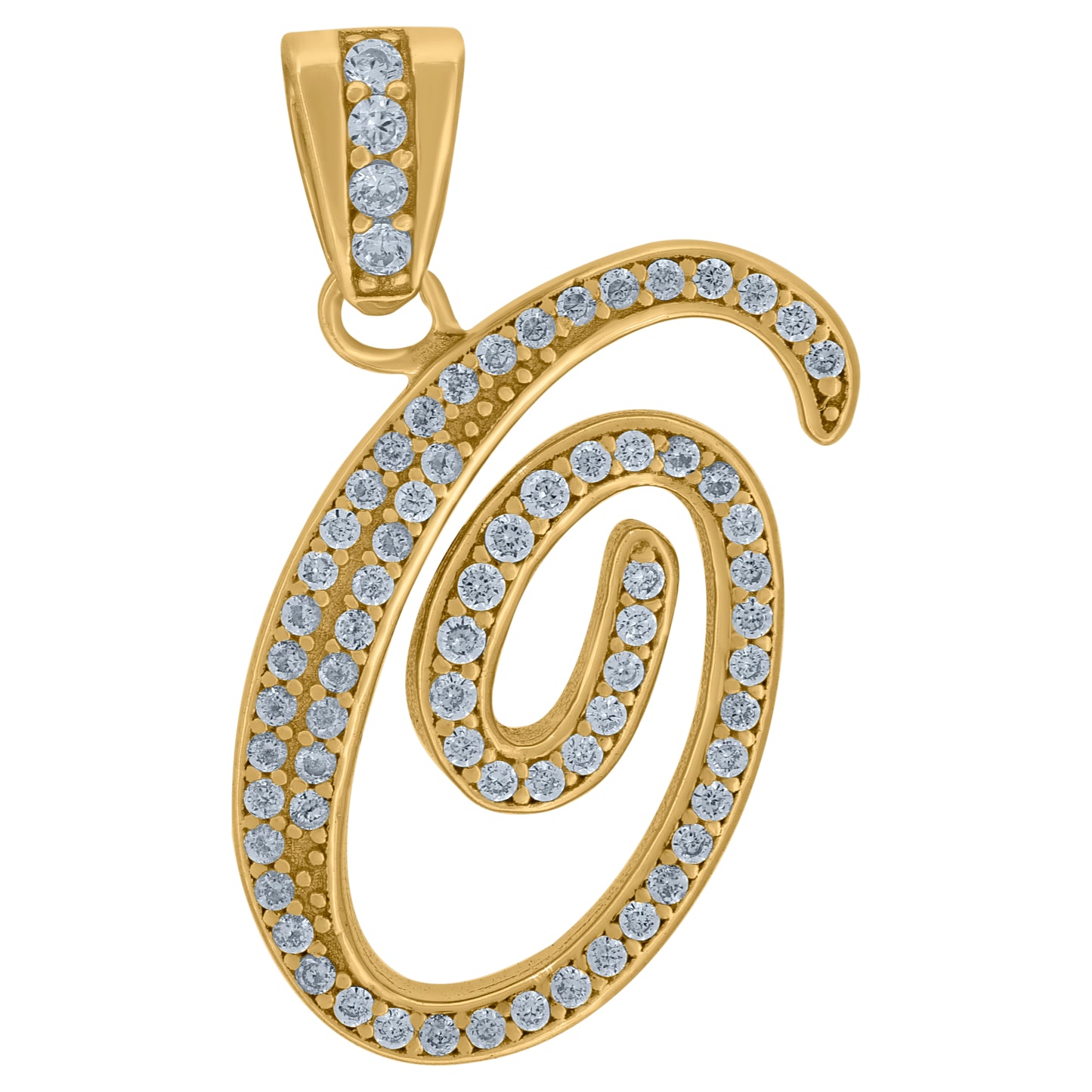 Sterling Silver Unisex Cubic-Zirconia Initial Alphabet Charm Pendant