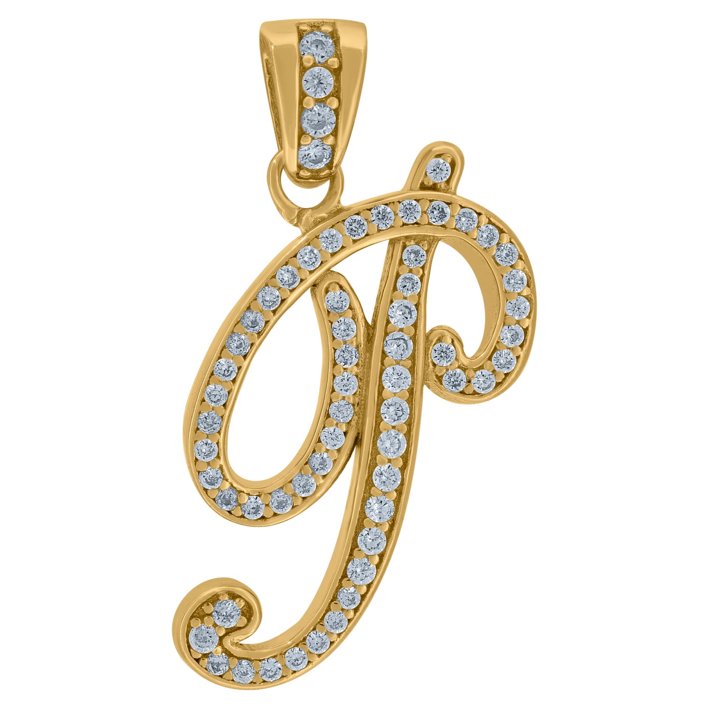 Sterling Silver Unisex Cubic-Zirconia Initial Alphabet Charm Pendant