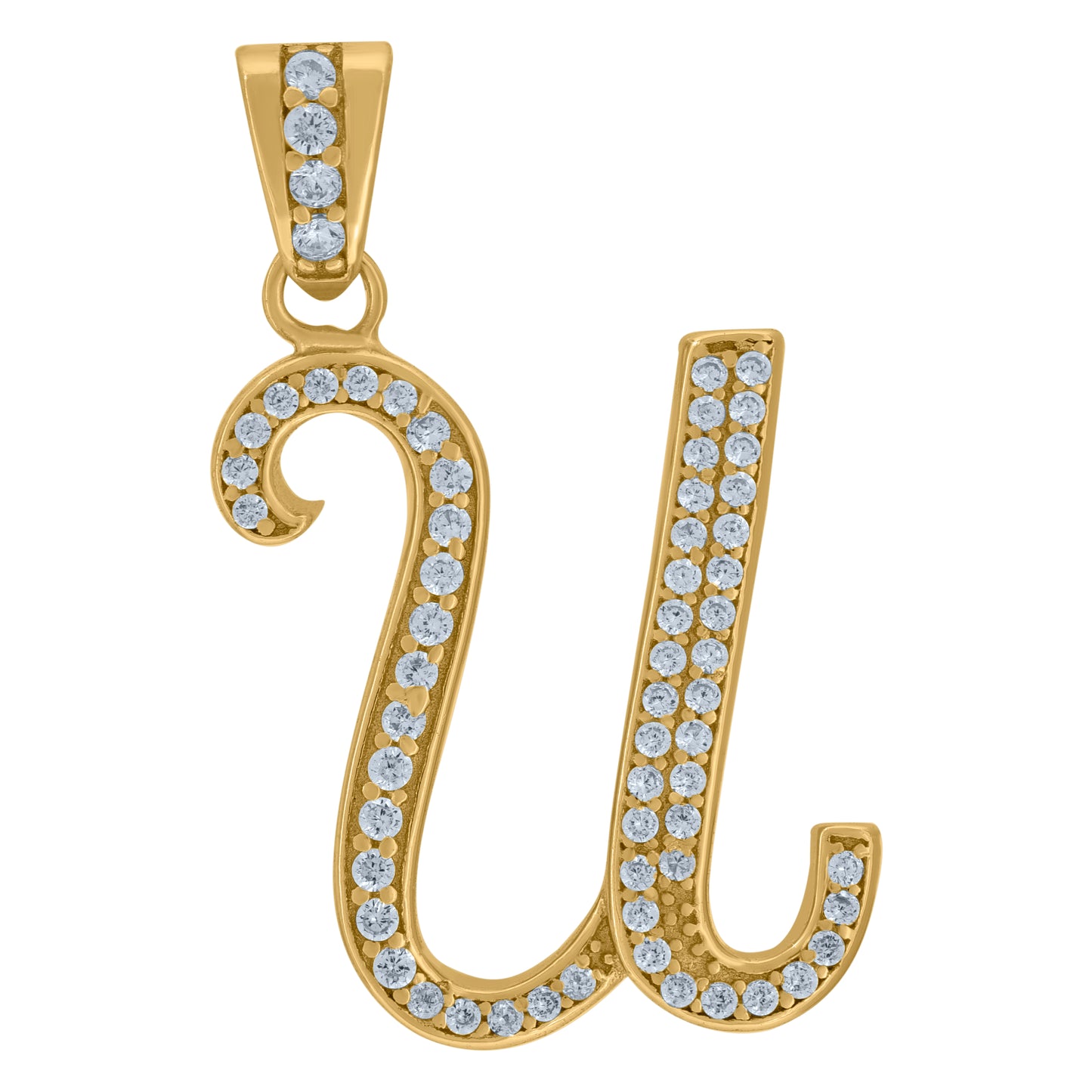 Sterling Silver Unisex Cubic-Zirconia Initial Alphabet Charm Pendant