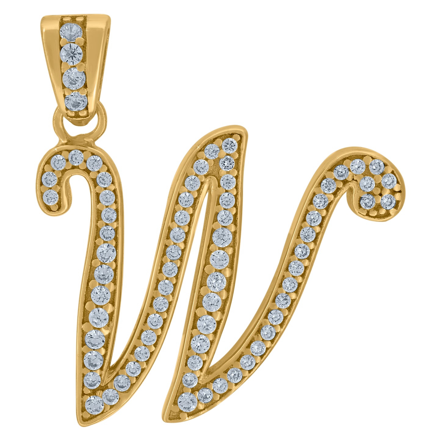 Sterling Silver Unisex Cubic-Zirconia Initial Alphabet Charm Pendant