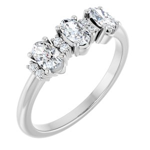 14K White Gold Oval 5 X 3 Mm Polished Lab-Grown Semi-Set Diamond Anniversary Band Size 7