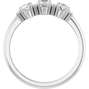 14K White Gold Oval 5 X 3 Mm Polished Lab-Grown Semi-Set Diamond Anniversary Band Size 7
