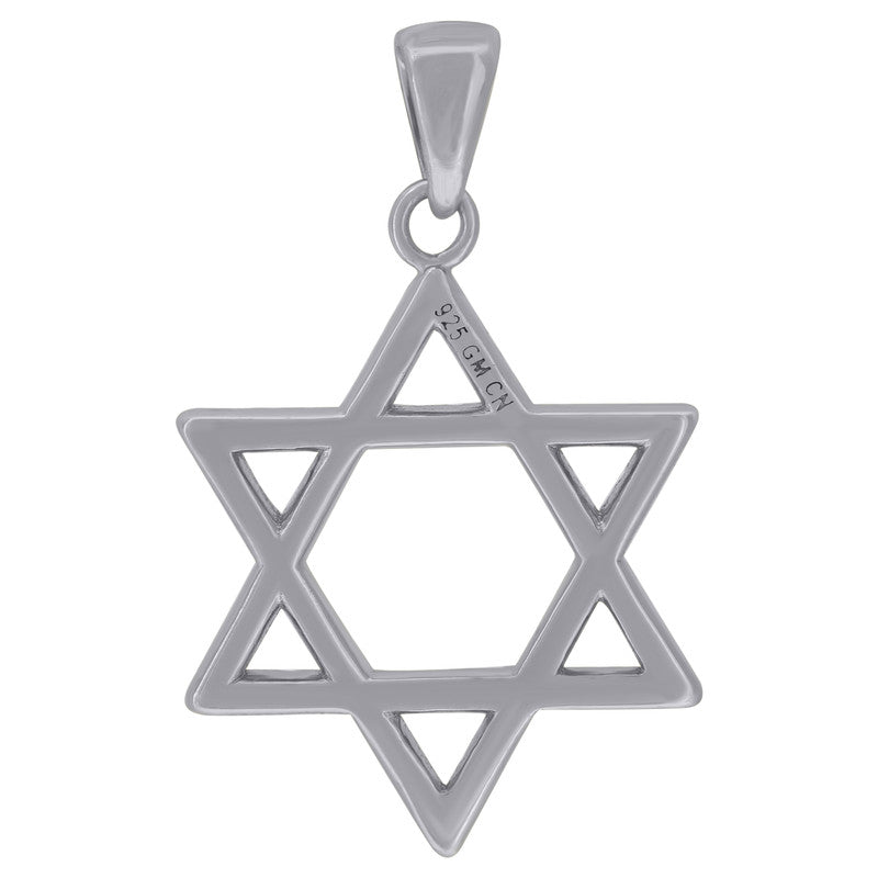 925 Sterling Silver Unisex Cubic-Zirconia Star Of David Symbol Religious Charm Pendant