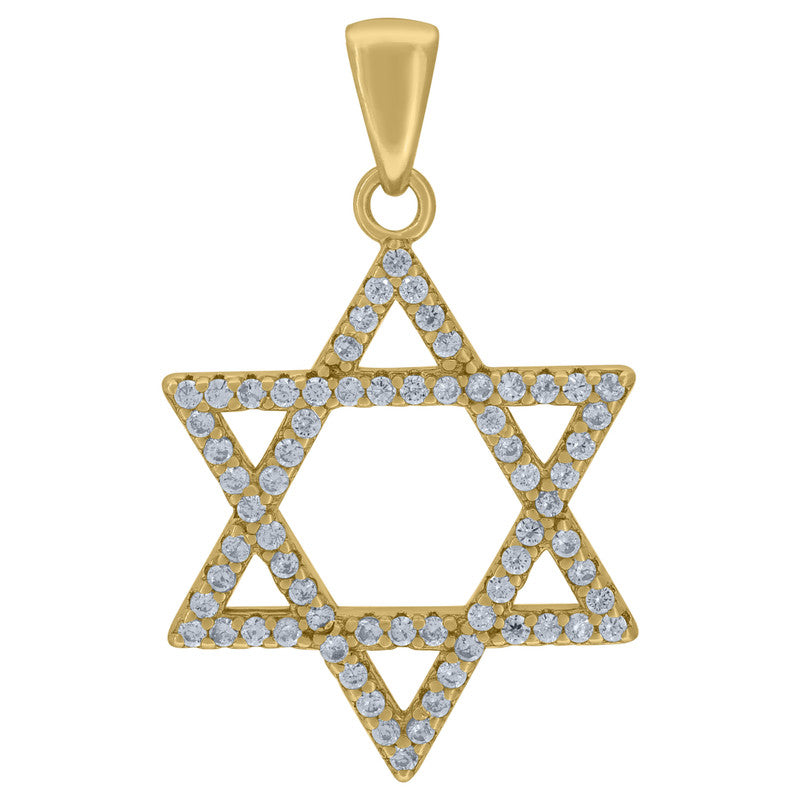 925 Sterling Silver Unisex Cubic-Zirconia Star Of David Symbol Religious Charm Pendant