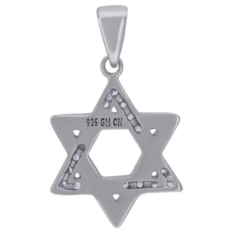 925 Sterling Silver Unisex Cubic-Zirconia Star Of David Symbol Religious Charm Pendant