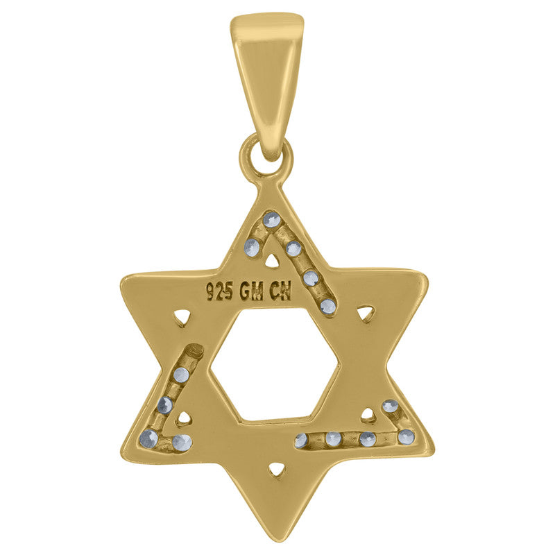 925 Sterling Silver Unisex Cubic-Zirconia Star Of David Symbol Religious Charm Pendant