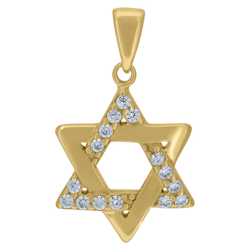 925 Sterling Silver Unisex Cubic-Zirconia Star Of David Symbol Religious Charm Pendant