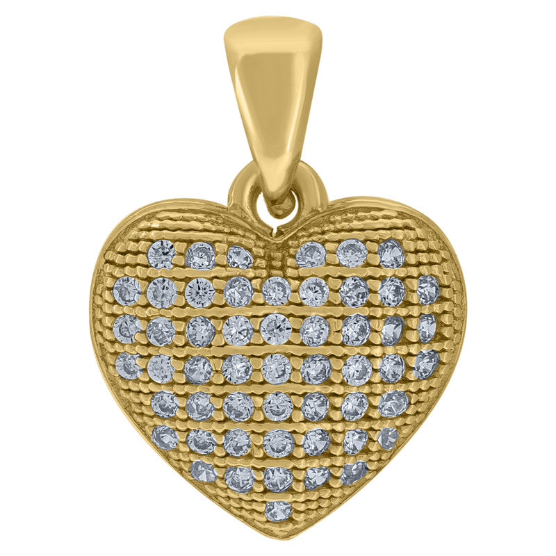 925 Sterling Silver Womens Cubic-Zirconia Heart Charm Pendant