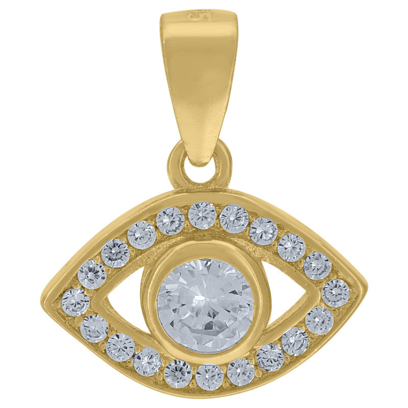 925 Sterling Silver Unisex Cubic-Zirconia Evil Eye Symbol Good Luck Charm Pendant
