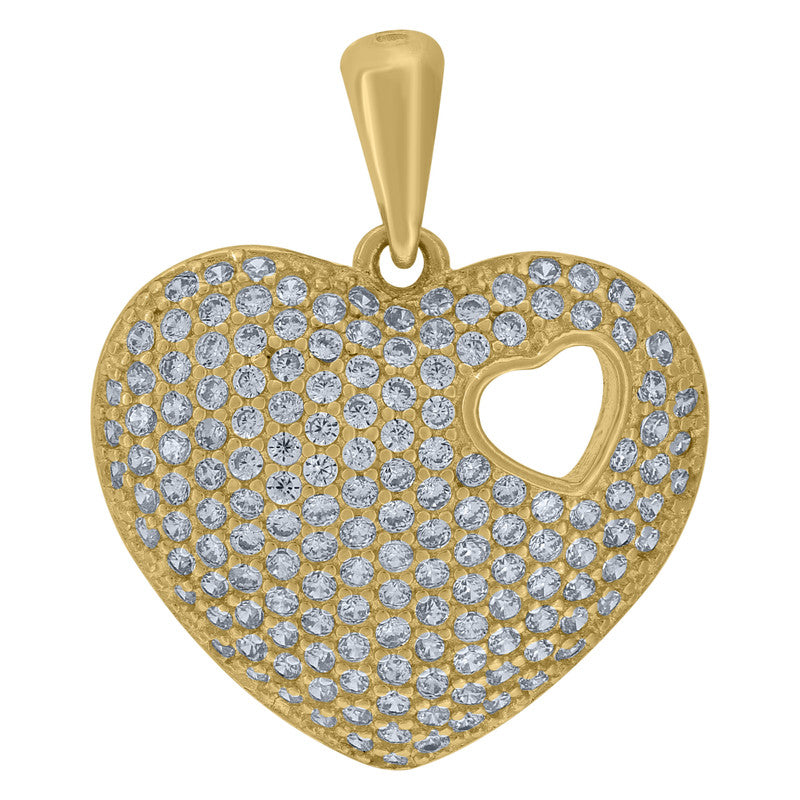 925 Sterling Silver Womens Cubic-Zirconia Heart Charm Pendant