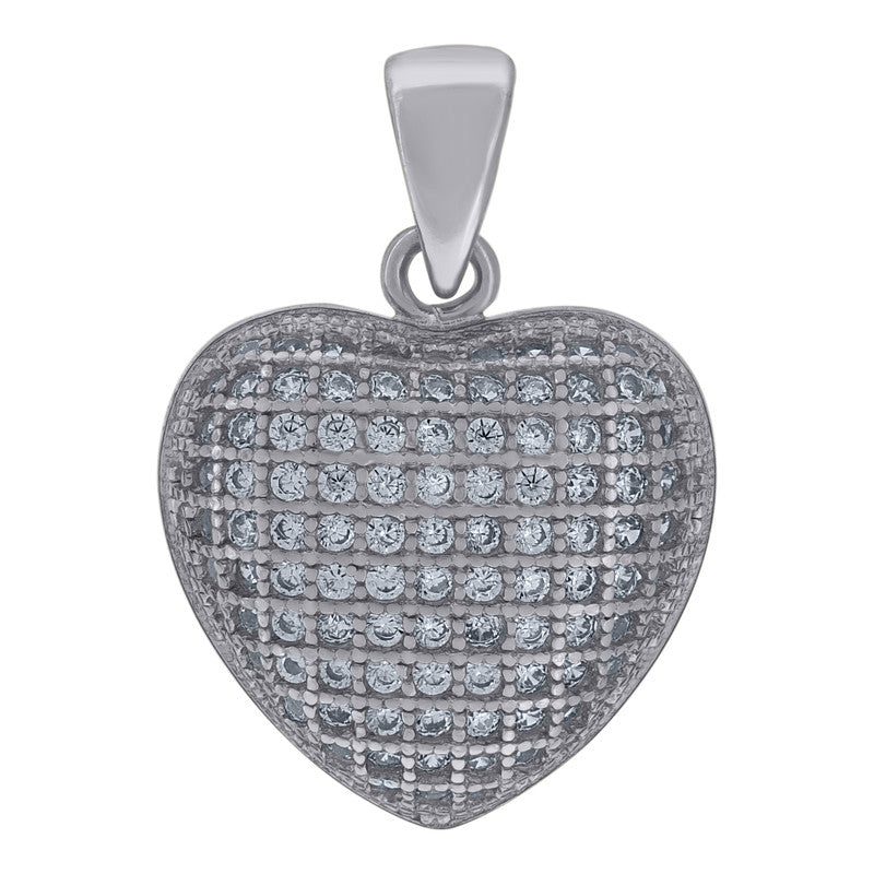 925 Sterling Silver Womens Cubic-Zirconia Heart Charm Pendant