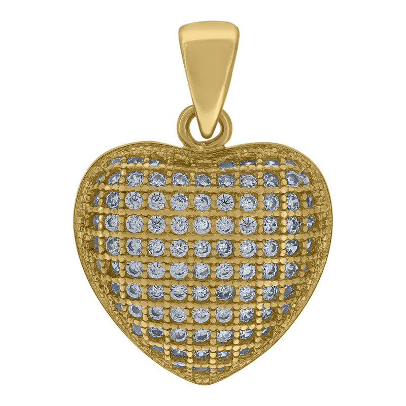 925 Sterling Silver Womens Cubic-Zirconia Heart Charm Pendant