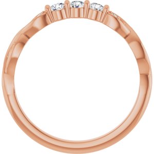 14K Rose Gold Natural Diamond Round 2.5 Mm Natural Diamond Polished 1/5 Ctw Natural Diamond 3-Stone Anniversary Band Size 7