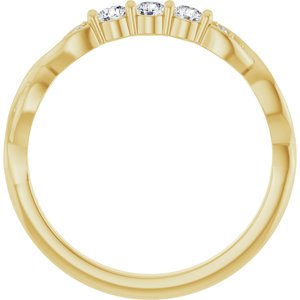 14K Yellow Gold Natural Diamond Round 2.5 Mm Natural Diamond Polished 1/5 Ctw Natural Diamond 3-Stone Anniversary Band Size 7