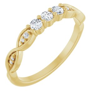 14K Yellow Gold Natural Diamond Round 2.5 Mm Natural Diamond Polished 1/5 Ctw Natural Diamond 3-Stone Anniversary Band Size 7