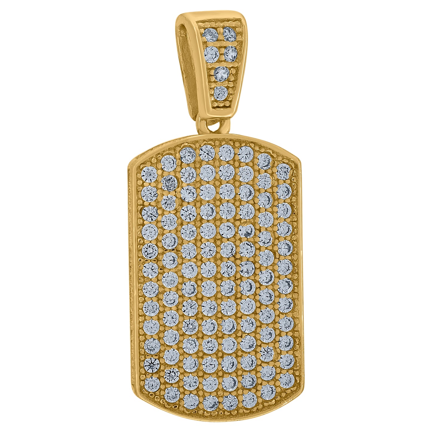 Sterling Silver Mens Cubic-Zirconia Dog Tag Fashion Charm Pendant