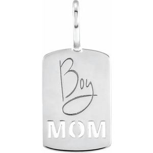 Sterling Silver Boy Mom 22.97 X 10.47 Mm Polished Boy Mom Pendant