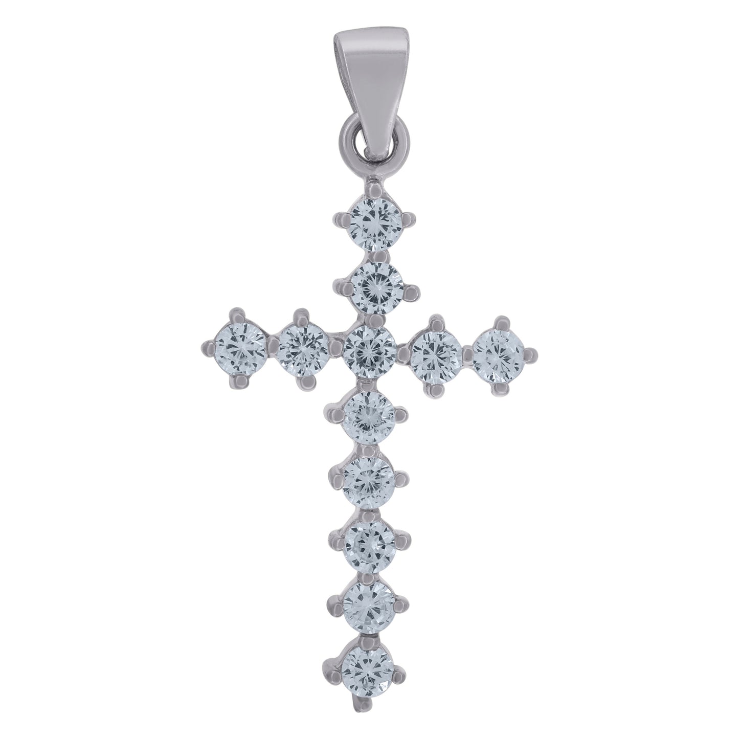 Sterling Silver Mens Cubic-Zirconia Cross Religious Charm Pendant