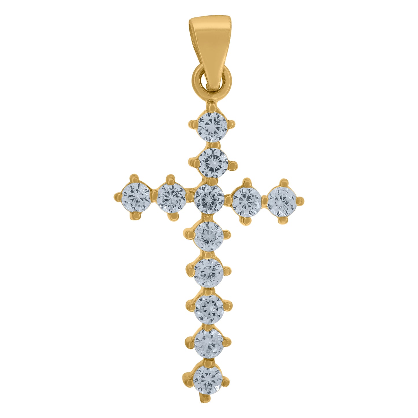 Sterling Silver Mens Cubic-Zirconia Cross Religious Charm Pendant