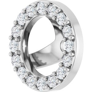 14K White Gold 5 Mm Pair Polished 1/4 Ctw Lab-Grown Diamond Halo-Style Earring Jackets