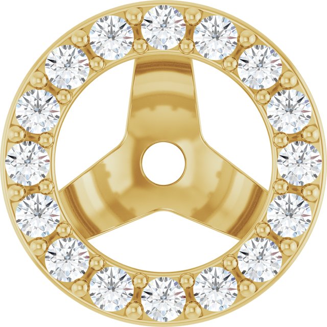 14K Yellow Gold 5 Mm Polished 1/4 Ctw Lab-Grown Diamond Halo-Style Earring Jackets