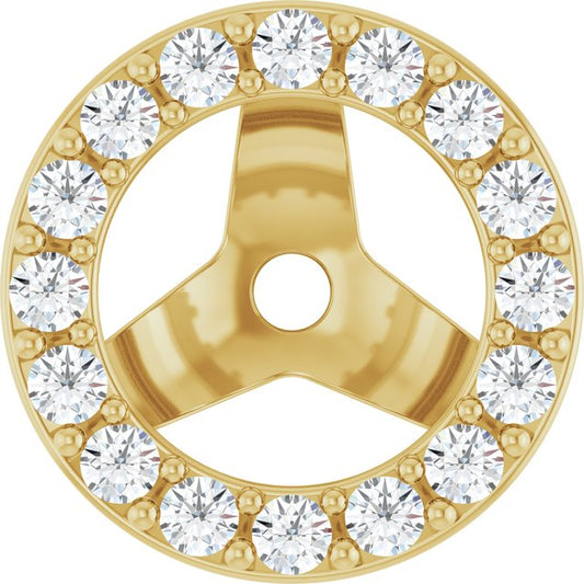 14K Yellow Gold 5 Mm Polished 1/4 Ctw Lab-Grown Diamond Halo-Style Earring Jackets