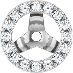 Platinum 5 Mm Pair Polished 1/5 Ctw Natural Diamond Halo-Style Earring Jackets