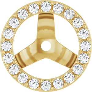 14K Yellow Gold 6.5 Mm Pair Polished 1/4 Ctw Natural Diamond Halo-Style Earring Jackets
