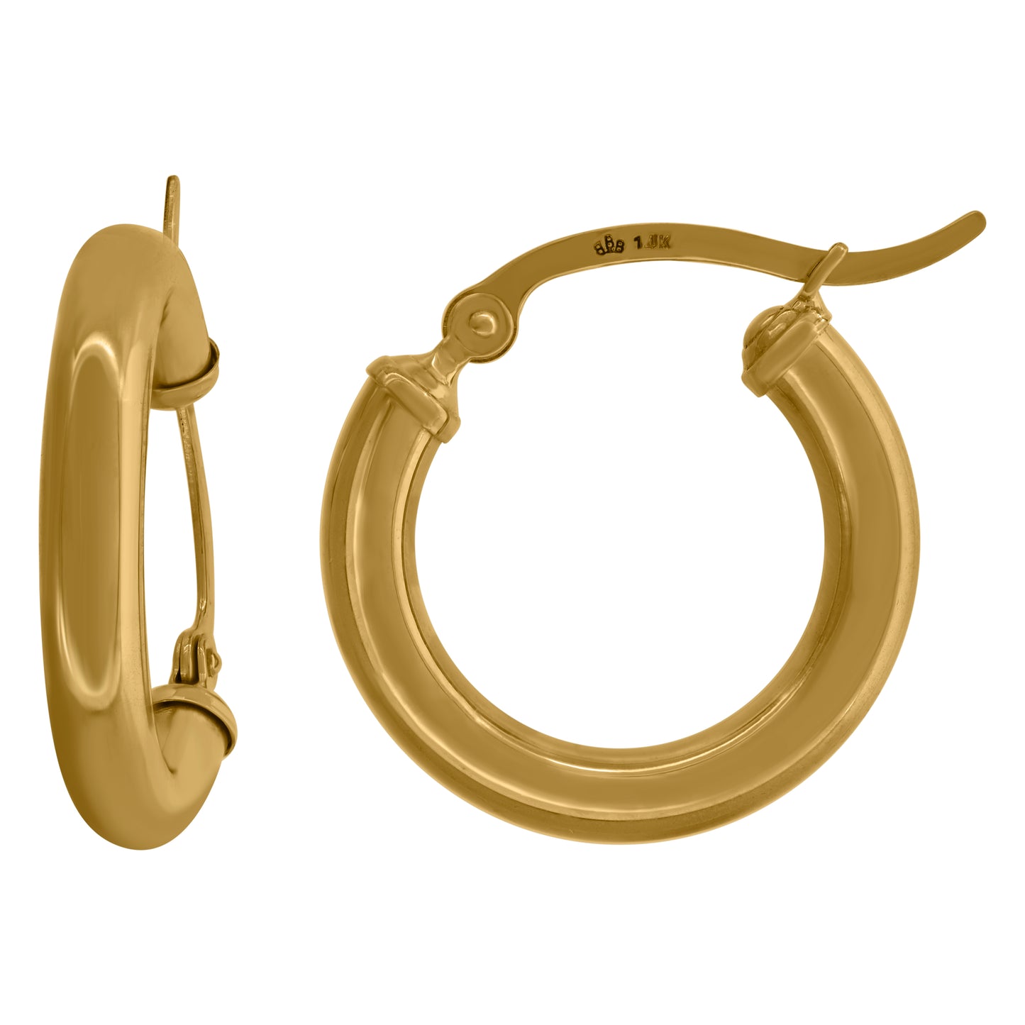14K Yellow Gold Womens Polished Finish Classic Hoop Earrings