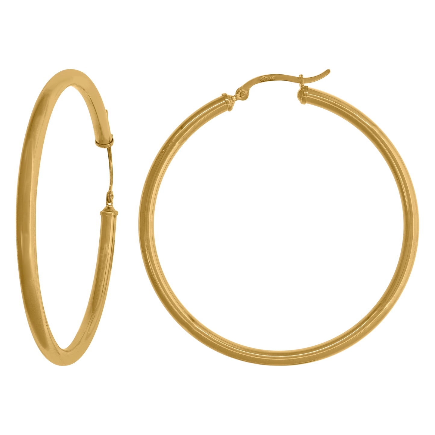 14K Yellow Gold Womens Polished Finish Classic Hoop Earrings